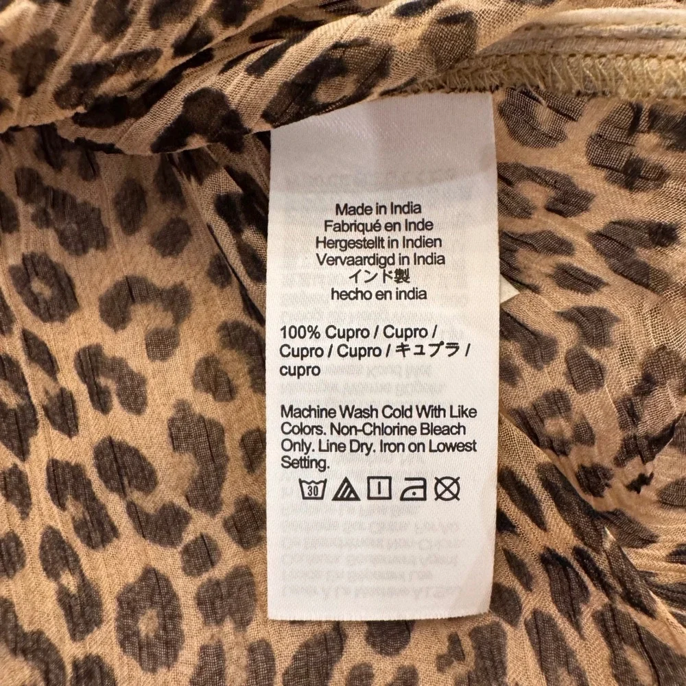 NWT J.Crew Leopard Cupro‎ Button Up Blouse Sheer Animal Print Top Women's 18